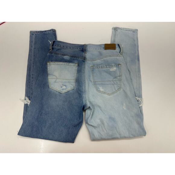 American Eagle Womens Jeans Size 00 Mom Jean Two Tone Distressed Denim - Picture 8 of 13